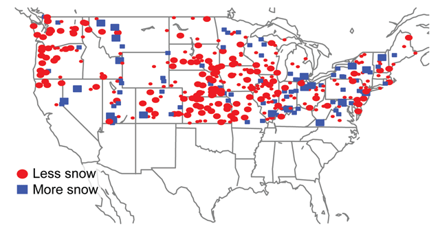 Changes in Snowfall Contribution to Wintertime Precipitation 1949 to 2005 Changes in Snowfall Contribution to Wintertime Precipitation 1949 to 2005