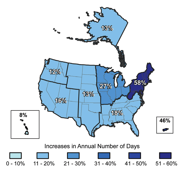 Increases in the Number of Days with Very Heavy Precipitation Increases in the Number of Days with Very Heavy Precipitation
